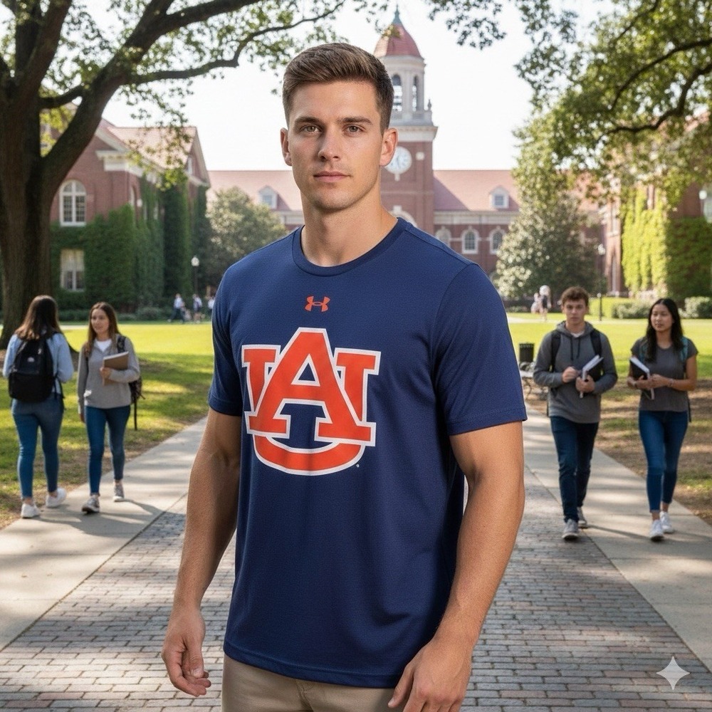 Under Armour Auburn Tigers Mens Size Medium NCAA Performance T-Shirt Loose Heat